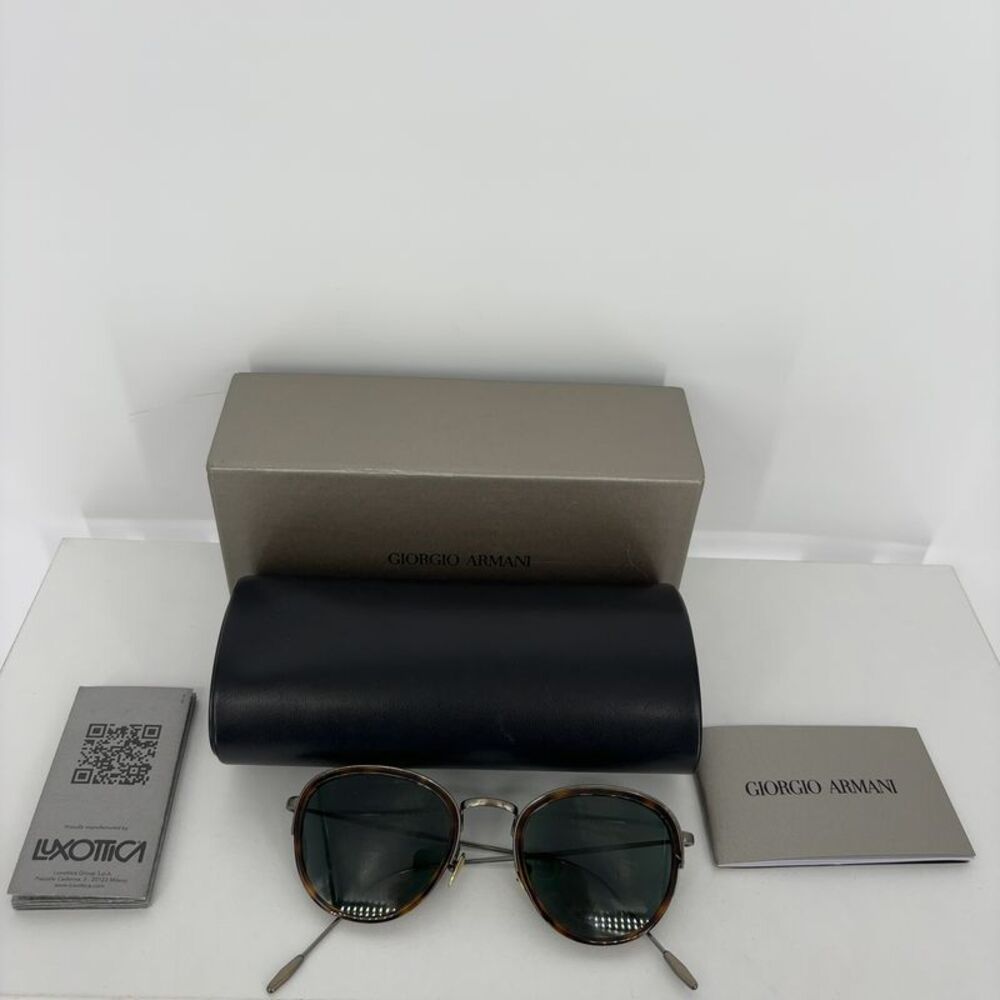 Giorgio Armani Round Metal and Tortoise Sunglasses - Picture 1 of 5